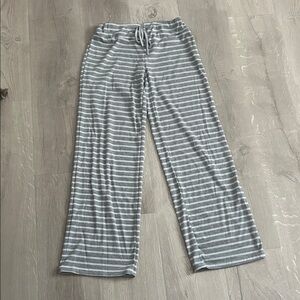 SHEIN Gray & White Striped Ribbed Lounge Pants